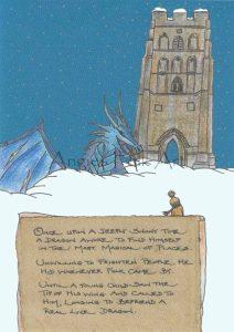 Snowy Tor Dragon
A young girl finds a kindly dragon hiding in the snow at the Tor in Glastonbury. It doesn't want to scare people.